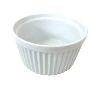 Vintage 90s Bodum White Porcelain Ribbed Ramekin Baking Dish 5.5" Microwave/Oven